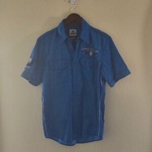 American Fighter Premium Athletics 1974 shirt men's size M Slim Teal/blu…